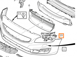 PRAWY ŚLIZG MOCOWANIE ZDERZAKA OE VOLVO S60 S60CC V60 V60CC 31323841