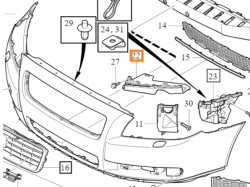 LEWY WSPORNIK ŚLIZG LAMPY OE VOLVO S80 S80L V70 XC70 30796387