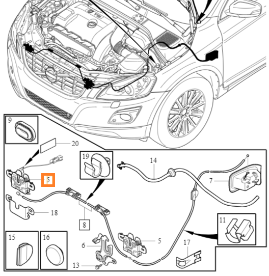 PRAWY ZAMEK MASKI VOLVO XC60 (31356005) - vSklep.com