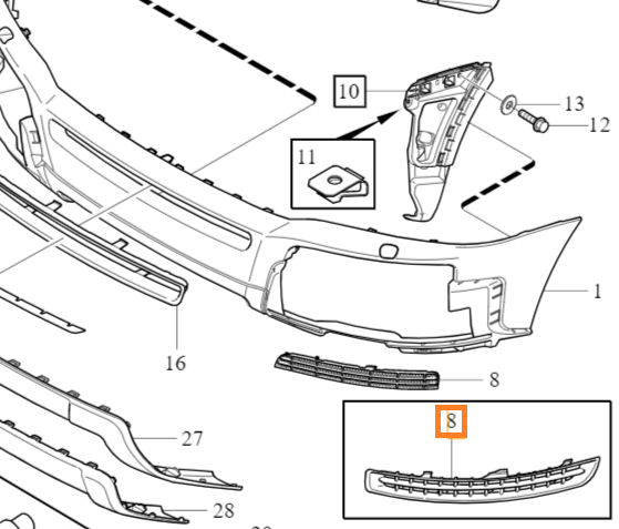 PRZEDNIA LEWA KRATKA CHROM ZDERZAK OE VOLVO XC90 (30733020) - vSklep.com
